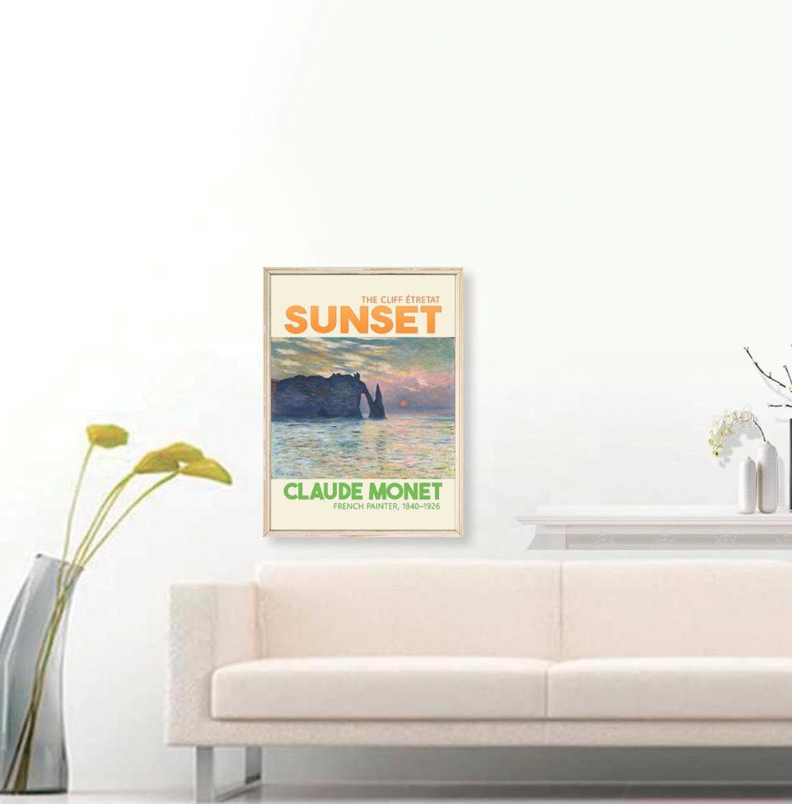 Claude Monet The Cliff Etretat Sunset French Impressionist Art Poster - Image 3