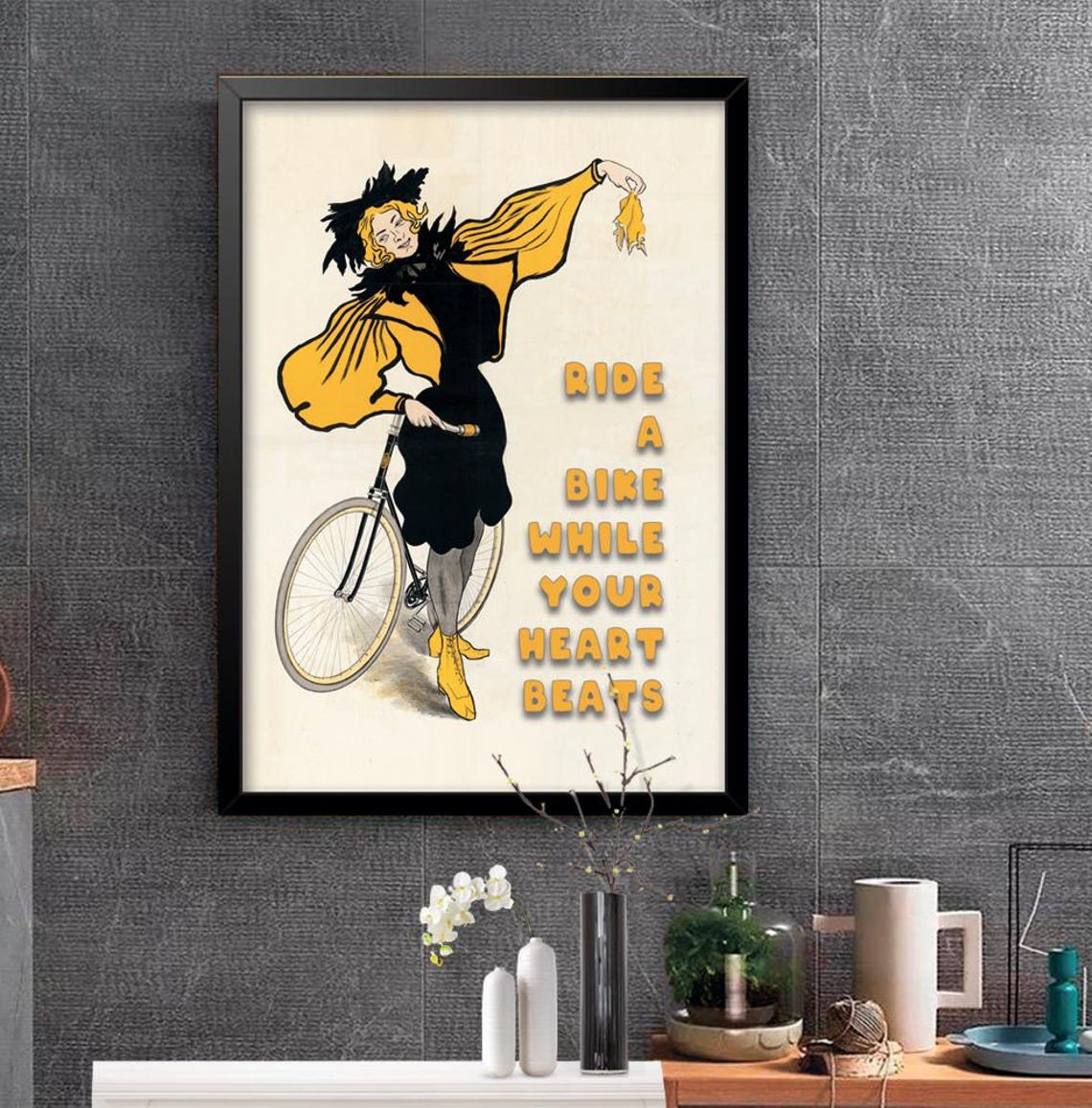 Ride A Bike Print Cool Quote Poster Bicycle And Woman Print Woman On Bicycle Print Bike Print Cyclist Gift - Image 2