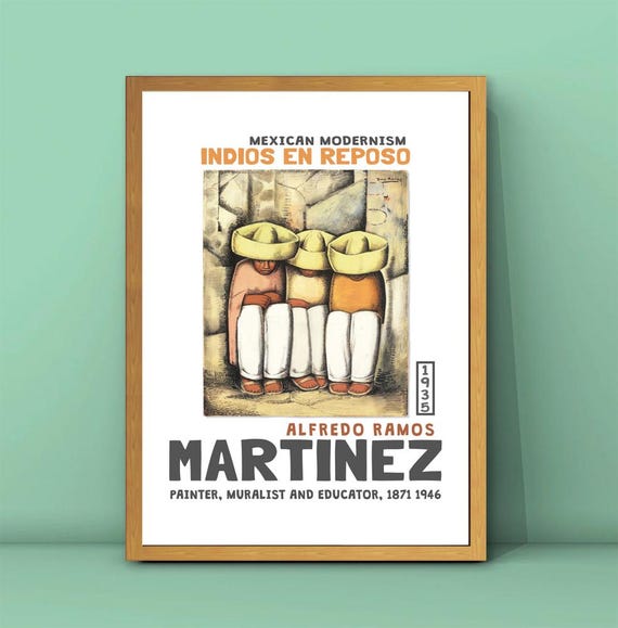 Alfredo Ramos Martinez Indios En Reposo Print Martinez Painting Indian People Poster People Resting Poster