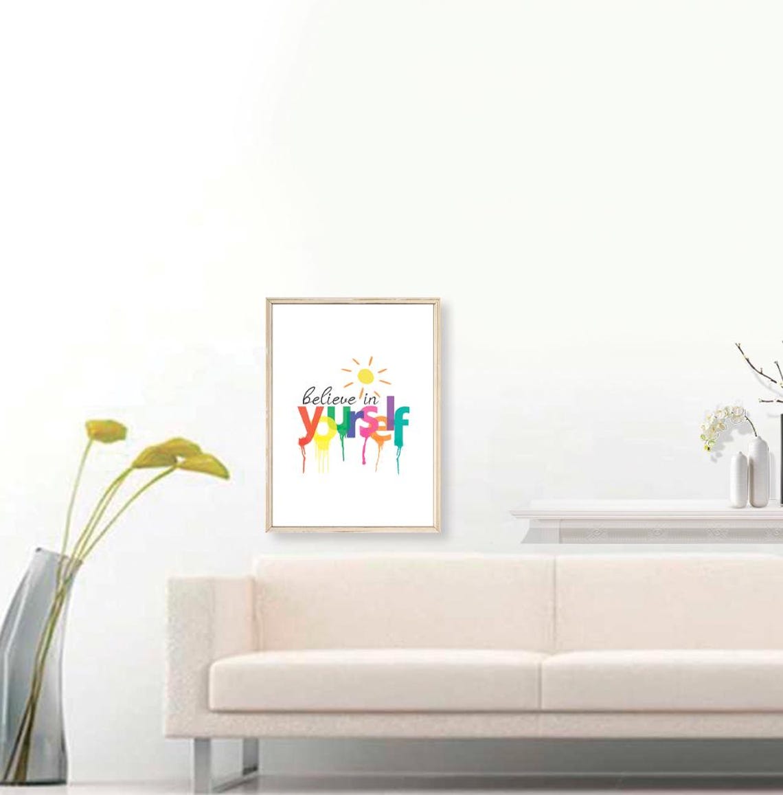 Believe In Yourself Colorful Drip Paint Quote Poster With Sun - Image 3