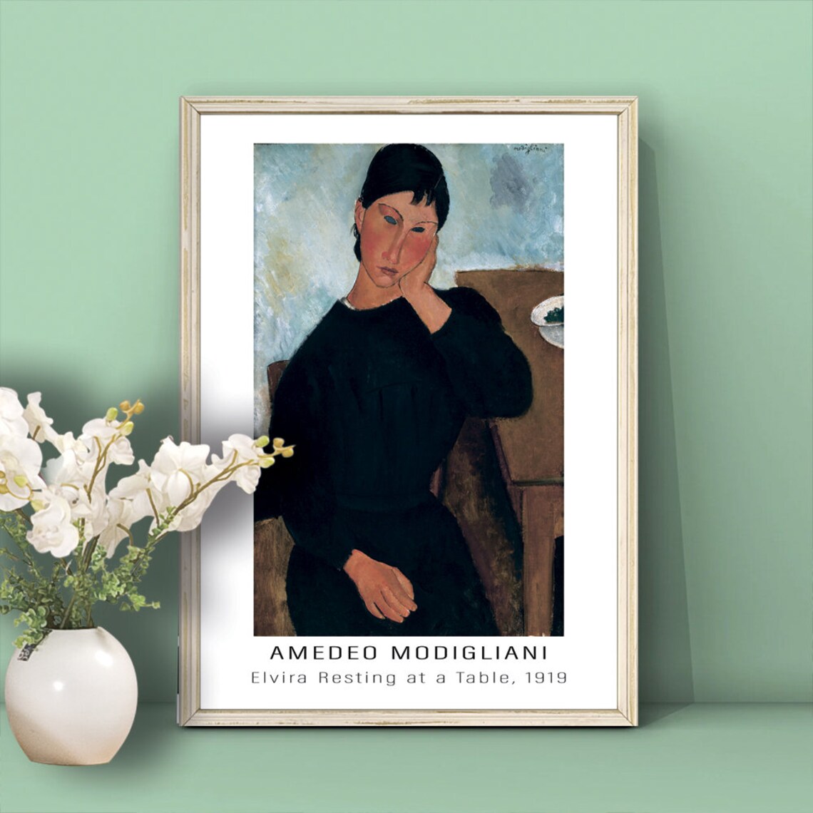 Amedeo Modigliani Elvira Resting At A Table Art Print