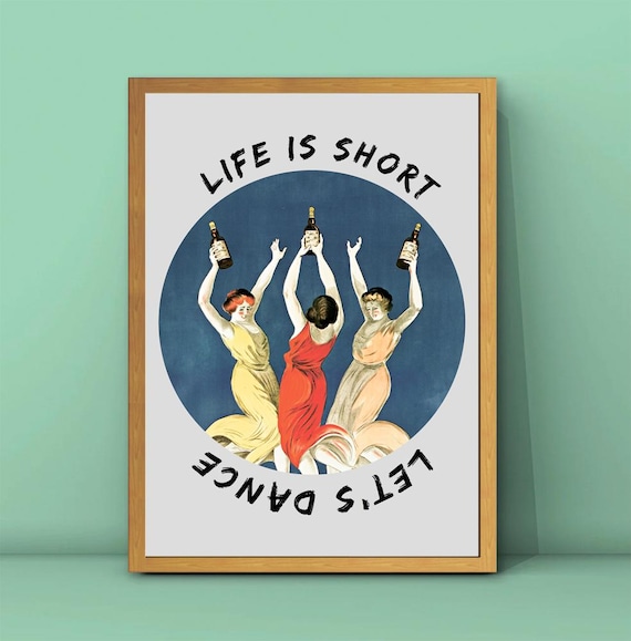 Life Is Short Lets Dance Vintage Dancing Women Quote Art Poster