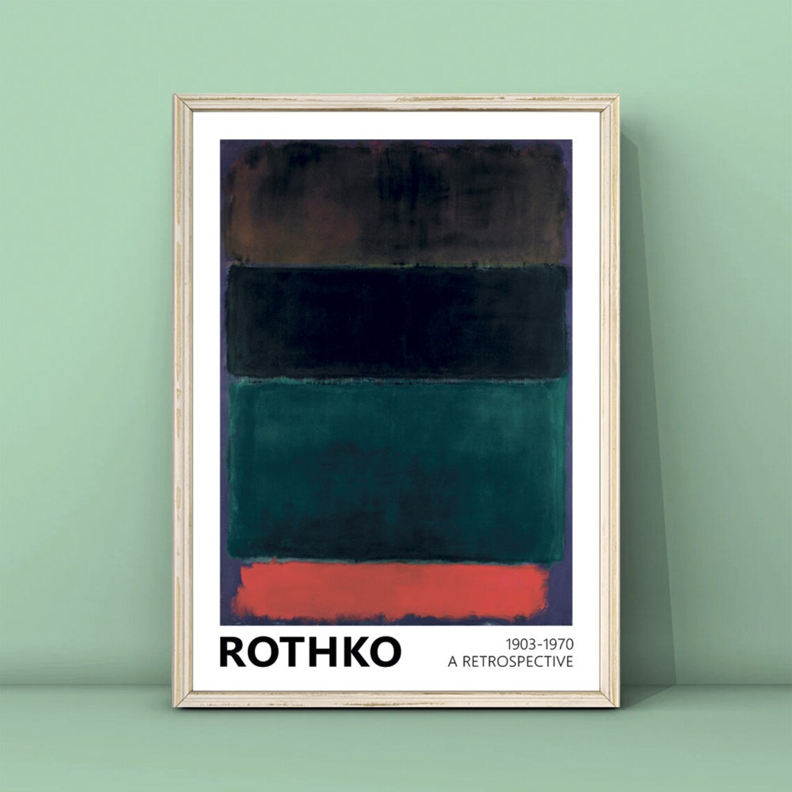 Mark Rothko Retrospective Exhibition Poster Brown Black Teal Abstract Bands