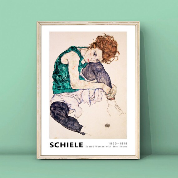 Egon Schiele Seated Woman With Bent Knees Vienna Sketch Art Poster