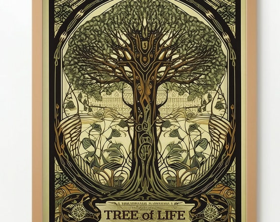 Tree Of Life Wall Art Print Large Nature Poster Home Decor Living Room Bedroom Gift Bohemian Green Art