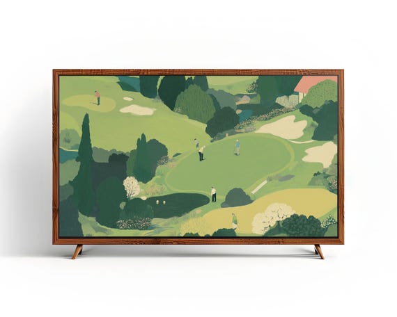 Minimalist Golf Landscape Art Samsung Frame Tv