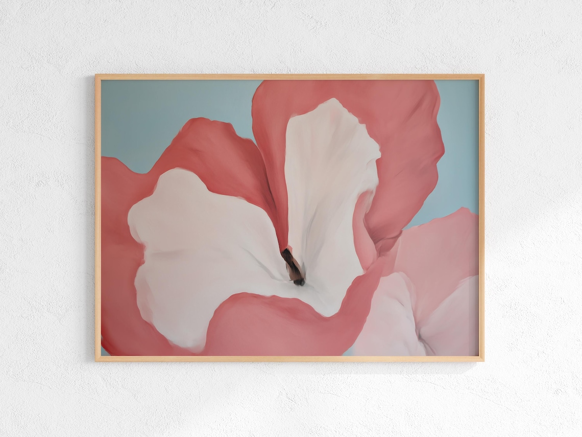 Pink Coral Flower Close Up Abstract Botanical Painting Poster