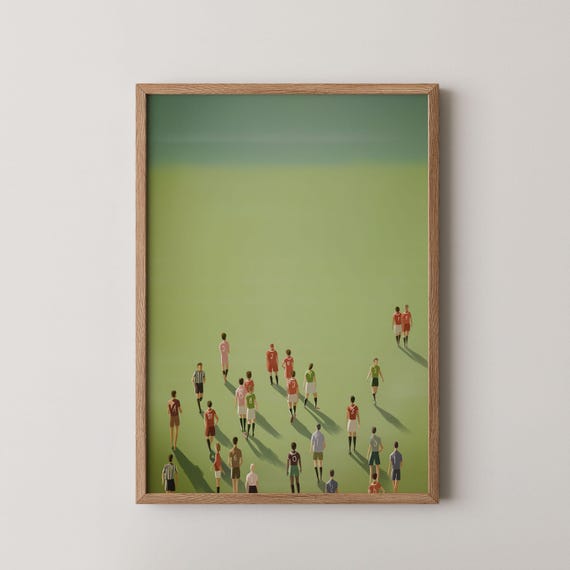 Tiny Soccer Players Art Print Minimalist Home Decor