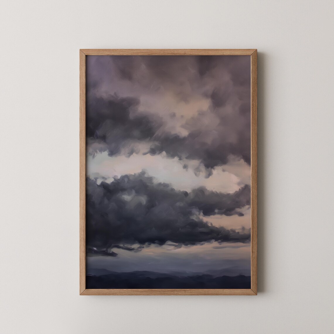 Dark Clouds Abstract Art Print Moody Minimalist Texture Oil Painting Wall