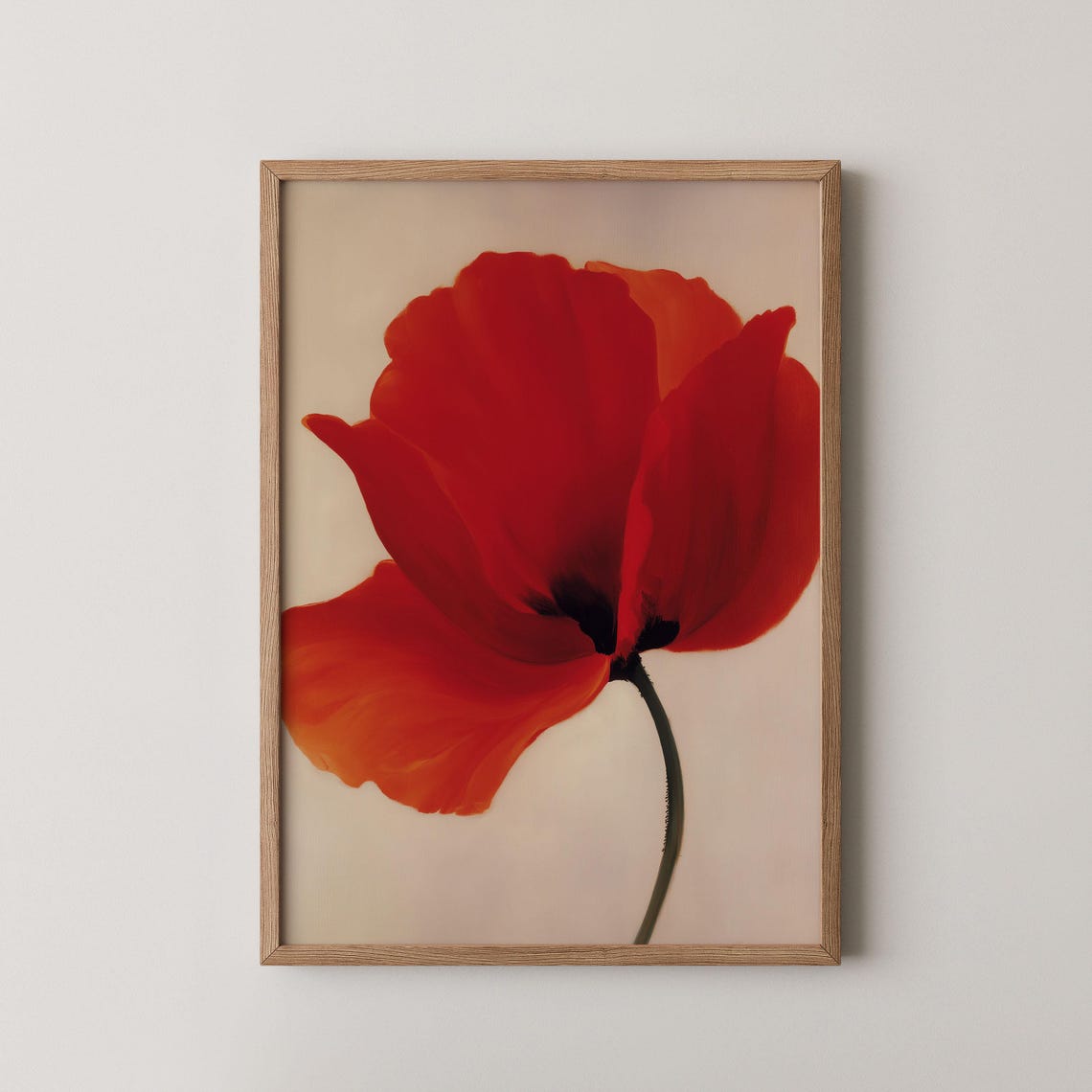 Bold Red Poppy Flower Macro Art Poster Botanical Close-Up Wall Decor