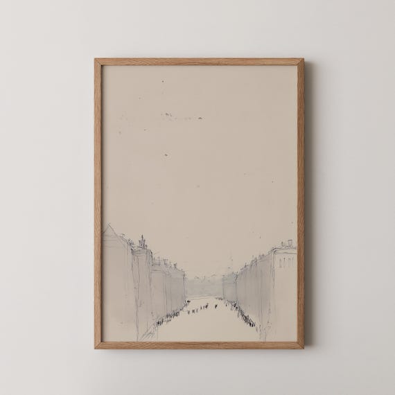 Minimalist Cityscape Print Neutral Wabi Sabi Art And Decor