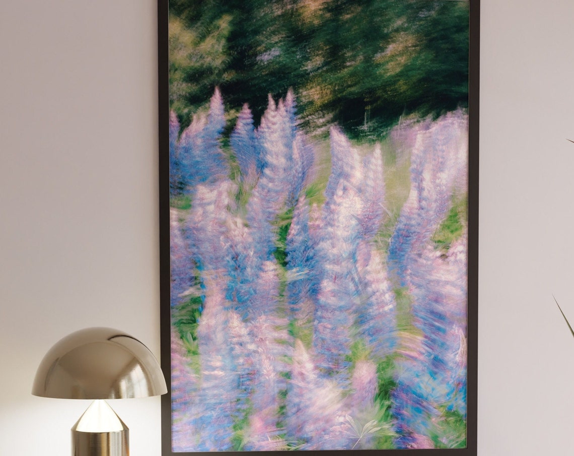 Purple Lupine Wildflowers Impressionist Meadow Photography Poster