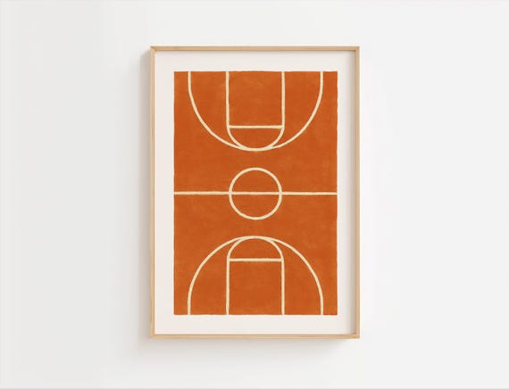 Basketball Field Painting Prints Art Toddler Room Playroom Sport Boys Sports Wall