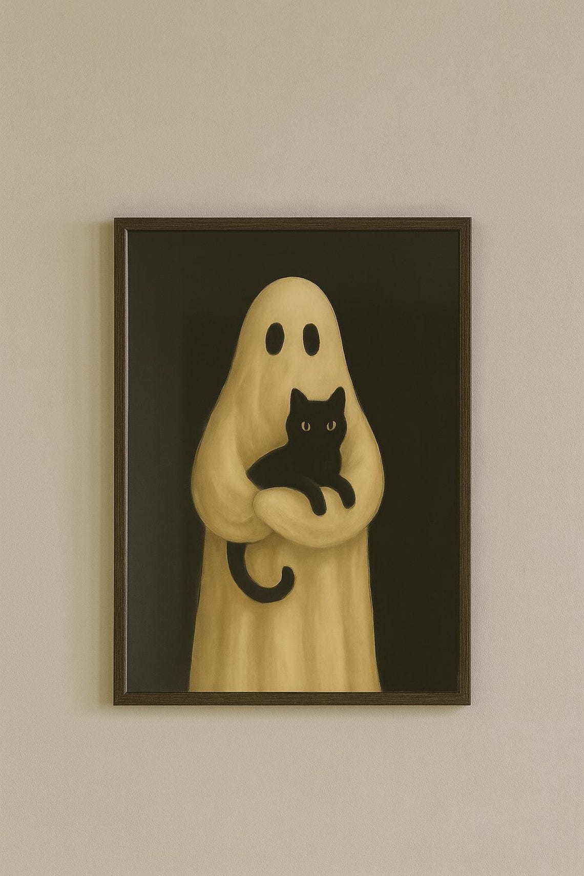 And Black Cat Halloween Print Spooky Whimsical Wall Decor