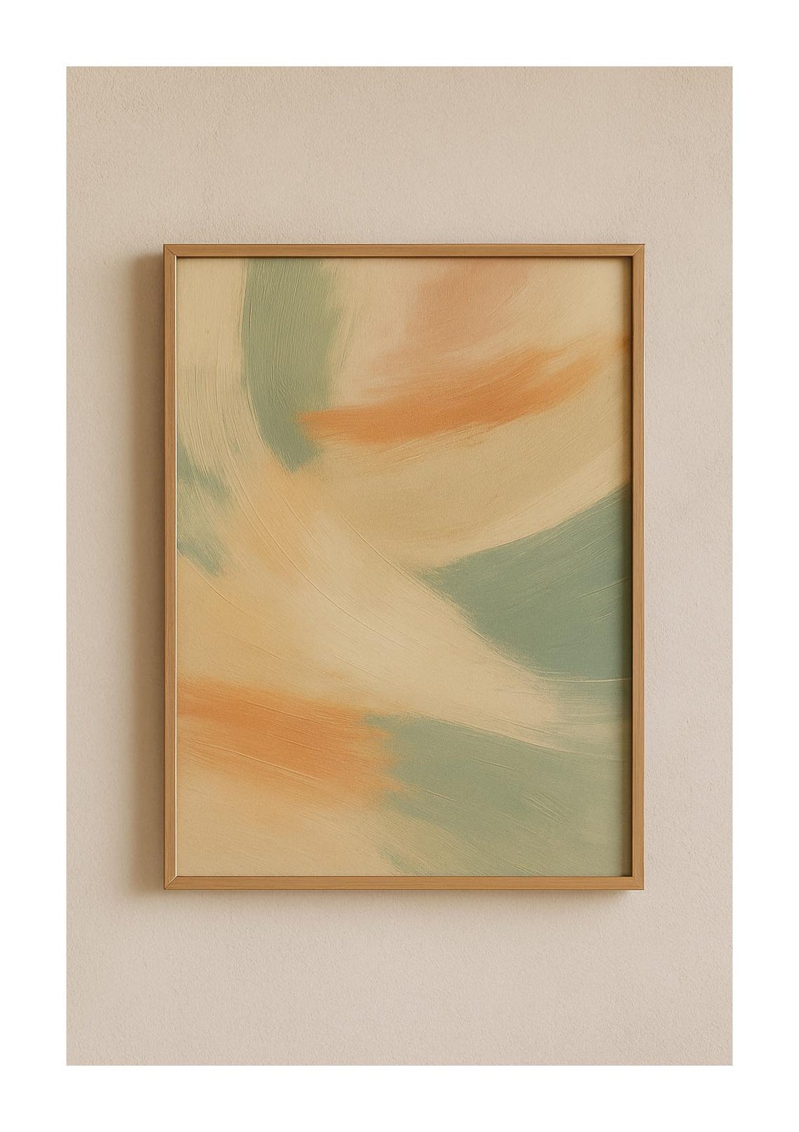 Pastel Abstract Brushstroke Waves Japandi Minimalist Art Poster