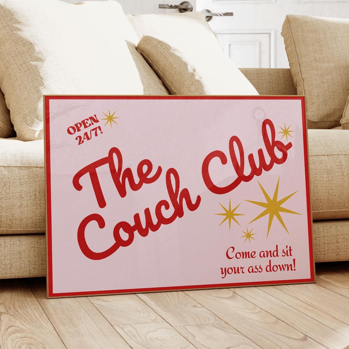 Couch Club Retro Bedroom Art Print