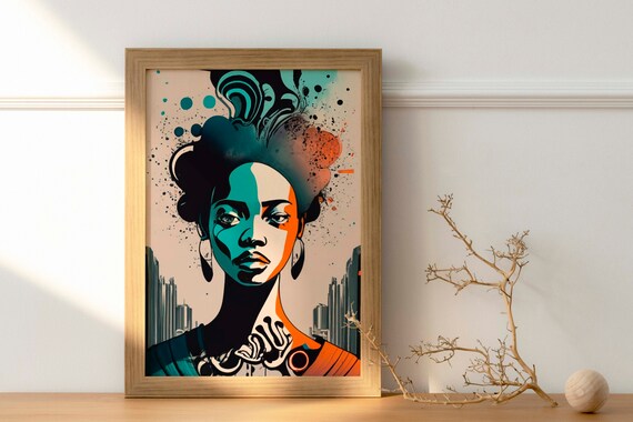Astral Anger Mystic Woman Portrait Poster Set Of 1 Art Living Room Decor Geometric Art Conceptual Portrait For Womens Day