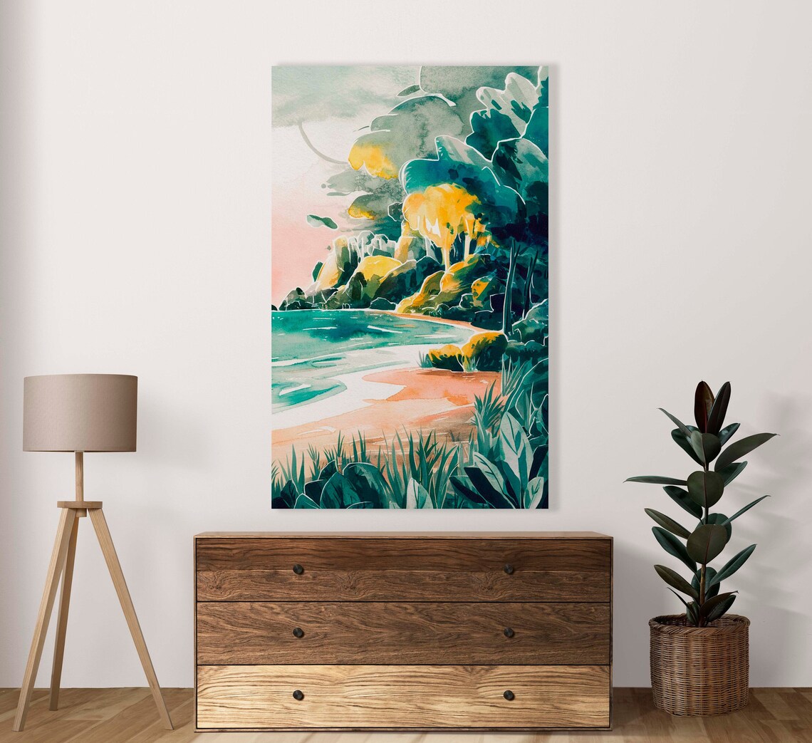 Abstract Beach Landscape, Watercolor Poster