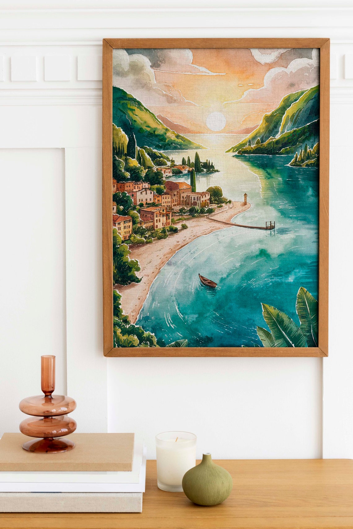 Sunrise Over A Coastal Mediterranean Town On The Water Poster - Image 2