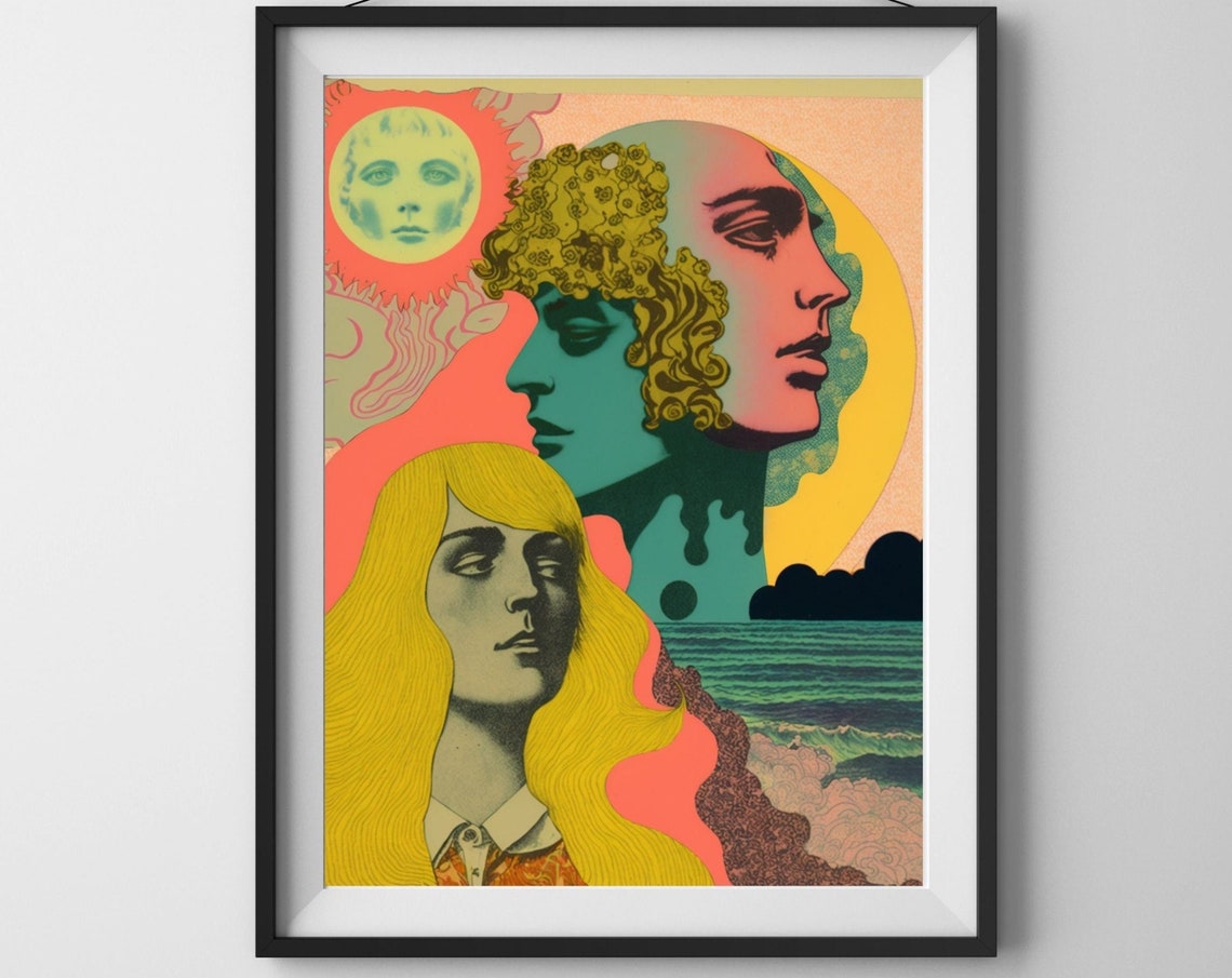 Acid Dreamer Retro Psychedelic Face Art