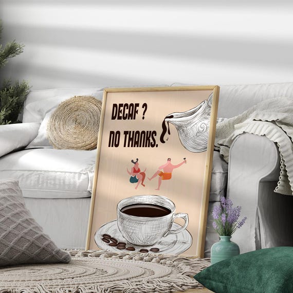 Coffee Poster Morning Diver Print Decaf Motivational Wall Art Kitchen Decor Perfect Lover Gift