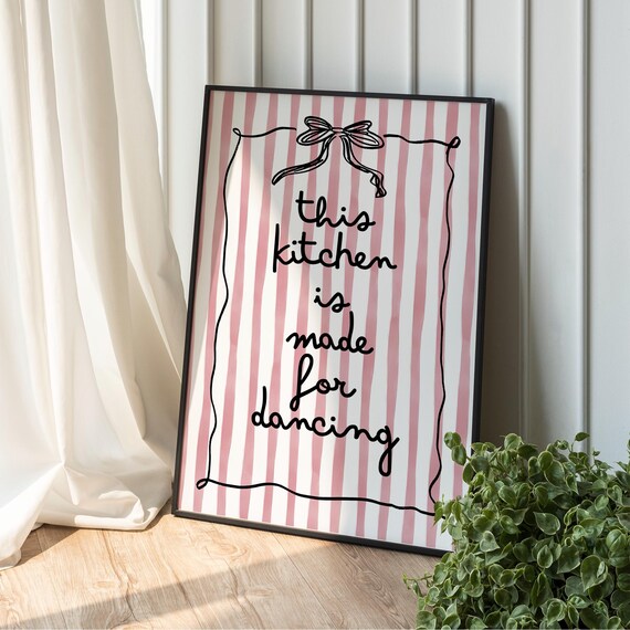 This Kitchen Is For Dancing Print Decor Purple Wall Art Trendy Coquette Poster