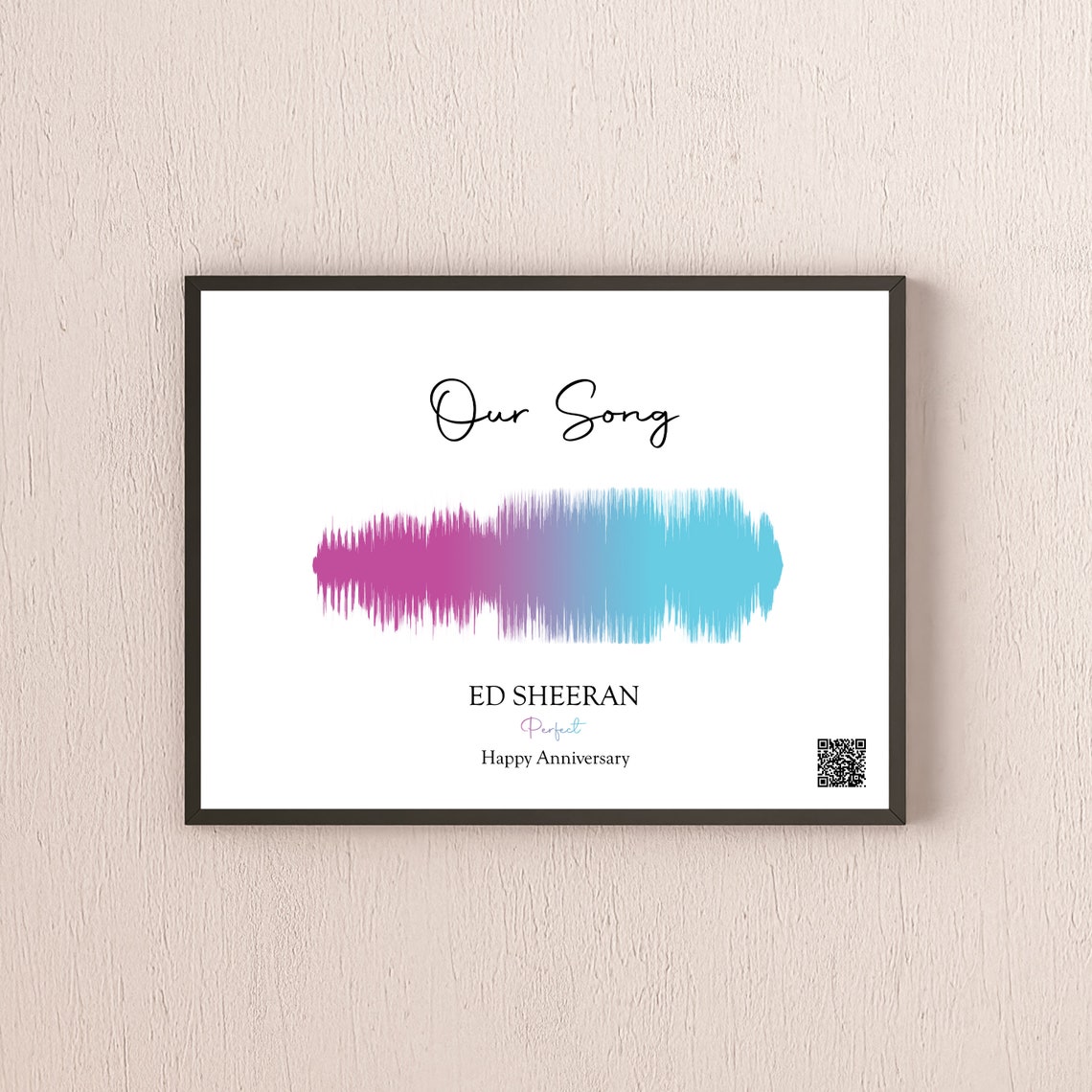 Personalised Soundwave Wall Art Print With Qr Code First Dance Favourite Song Wedding Anniversary Birthday Gift Wall Decor A5 A4 - Image 2