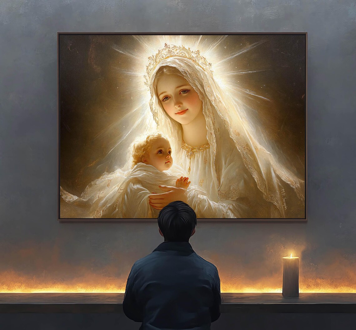 Madonna And Child Radiant Golden Halo Crowned Virgin Mary Catholic Poster - Image 2