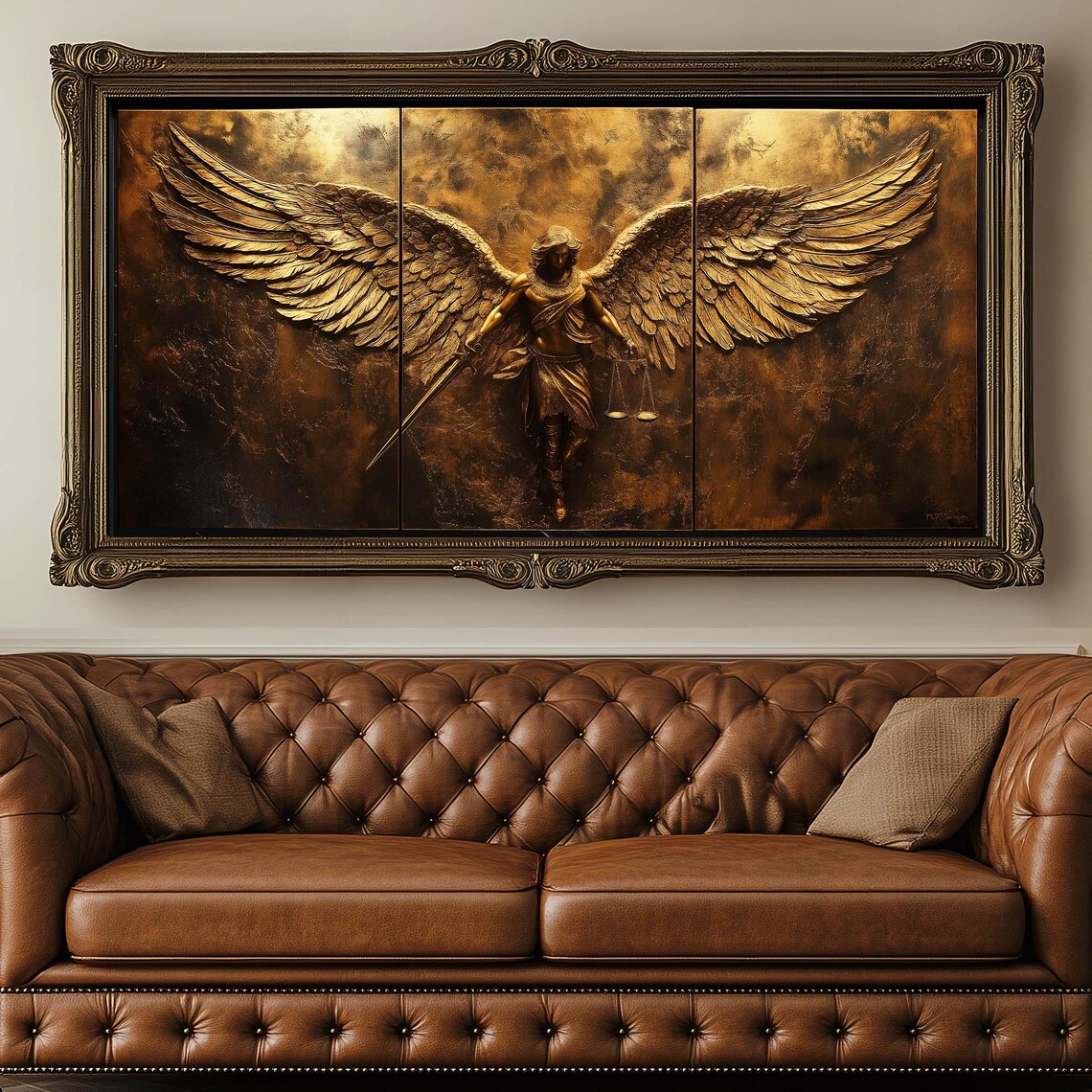 Saint Michael The Archangel Triptych, Art Print
