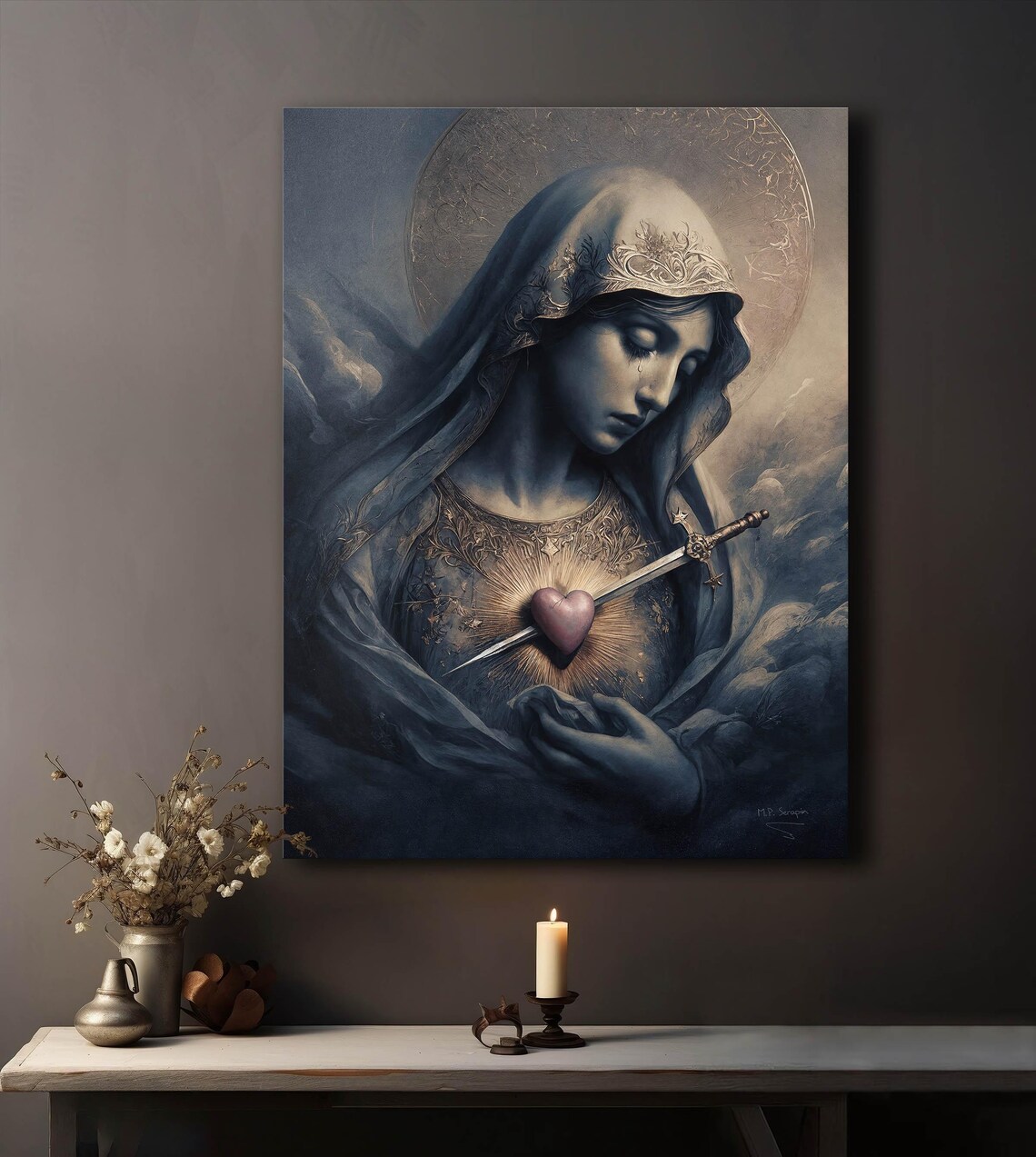 Mater Dolorosa Our Lady Of Sorrows Pierced Heart Dark Moody Gothic Poster - Image 3