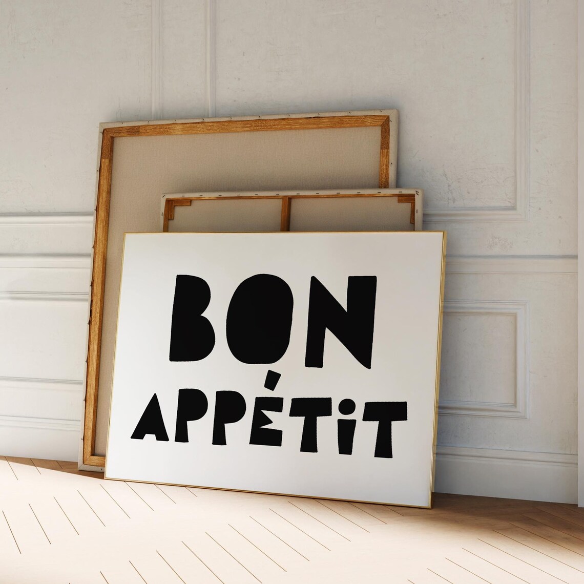 Bon Appetit Bold Black Lettering French Kitchen Dining Poster Art