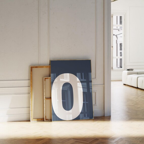Letter O Navy Blue Monogram Initial Poster for Modern Home Decor