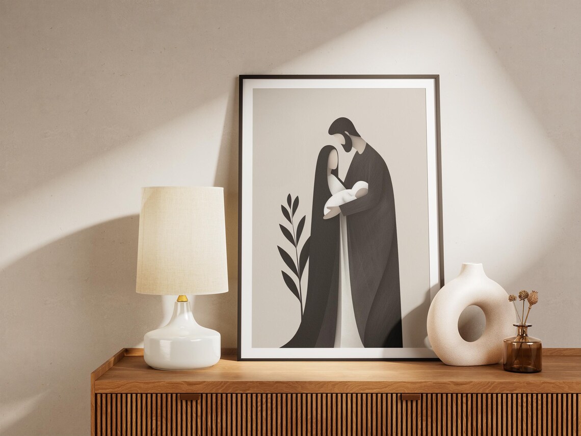 Minimalist Nativity Art Print, Modern Christian Decor - Image 4