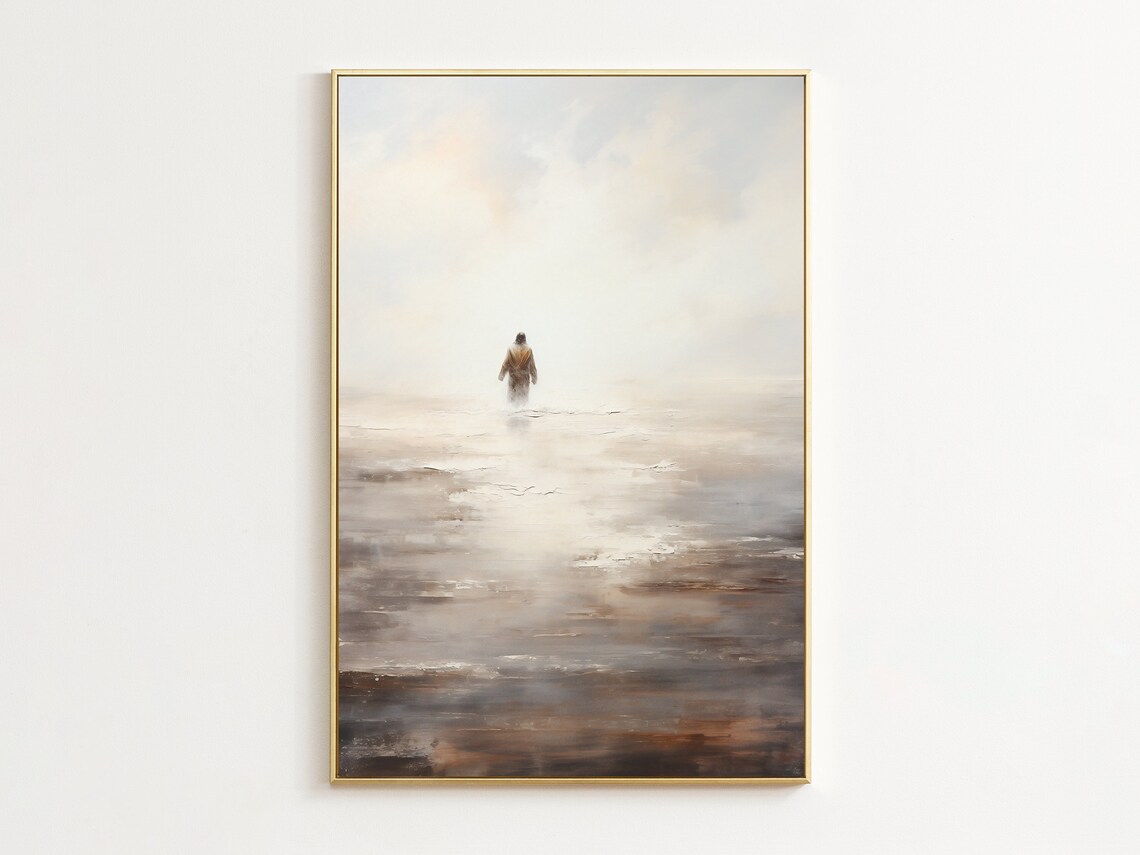 Jesus Walking On Water Painting Jesus Christ Print Bible Art Modern Christian Wall Art Jesus Wall Art Jesus Walking On Sea Jesus Gifts