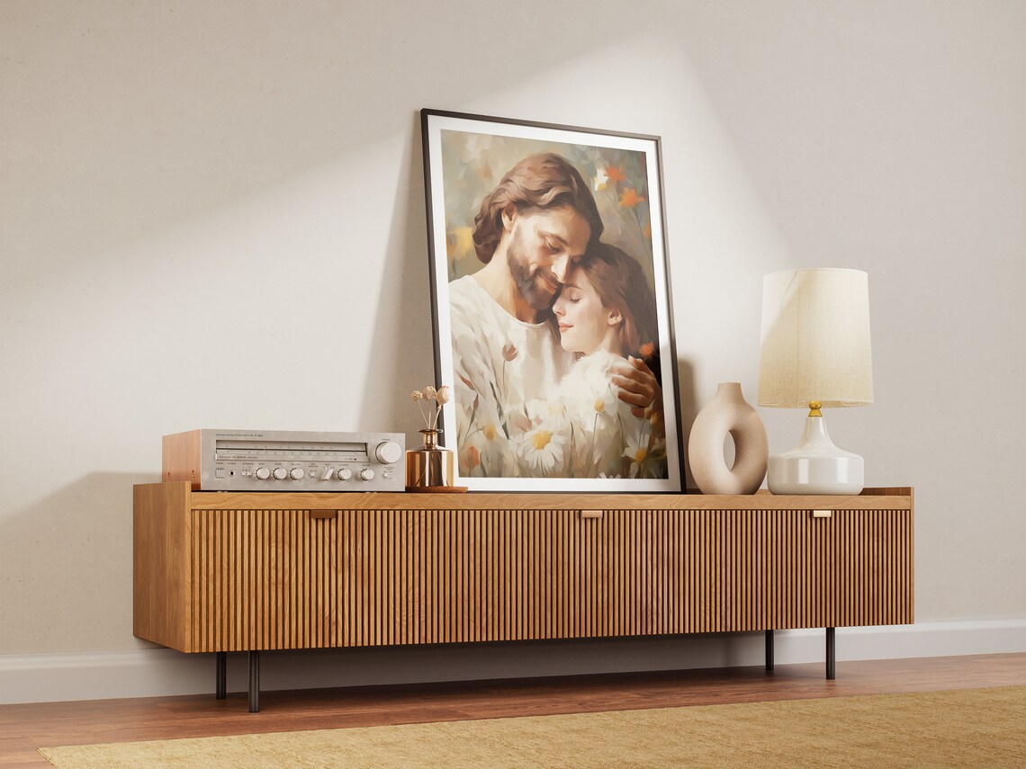 Jesus Hugging Woman Jesus Heals A Woman Jesus And Woman Christian Wall Art Baptism Decor Religious Wall Art Church Decoration Hallway - Image 3