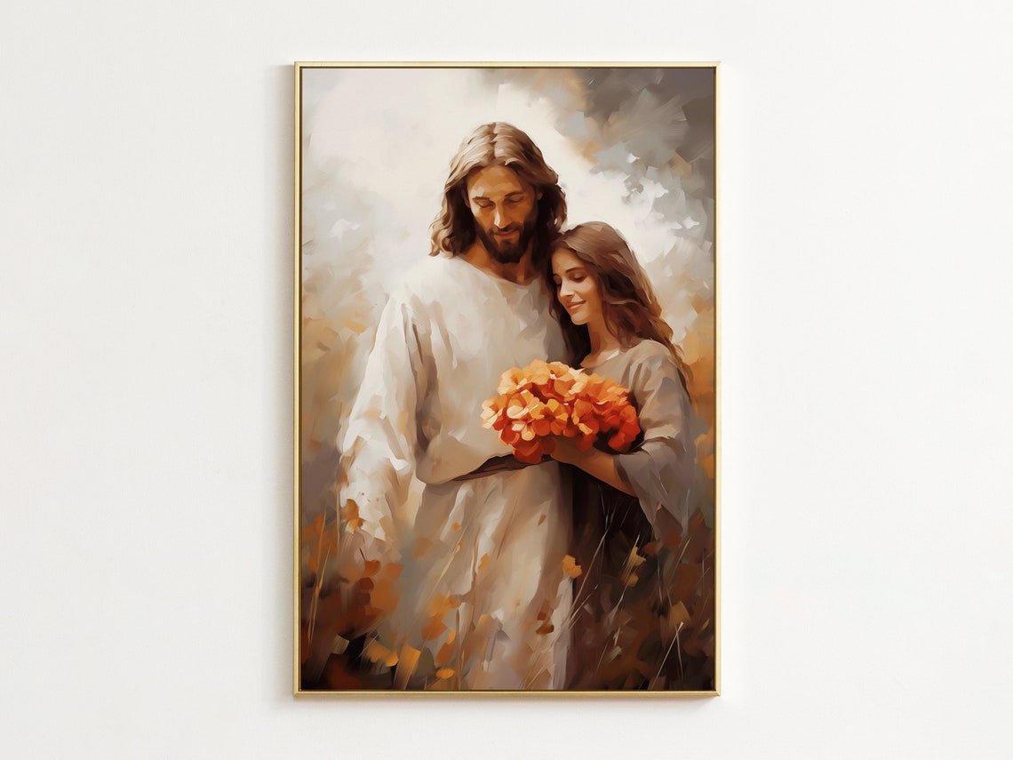Jesus And Woman Print Jesus Hugging Woman Christian Gift Bible Art Jesus Heals A Woman Christian Wall Art Safe In His Arms Jesus