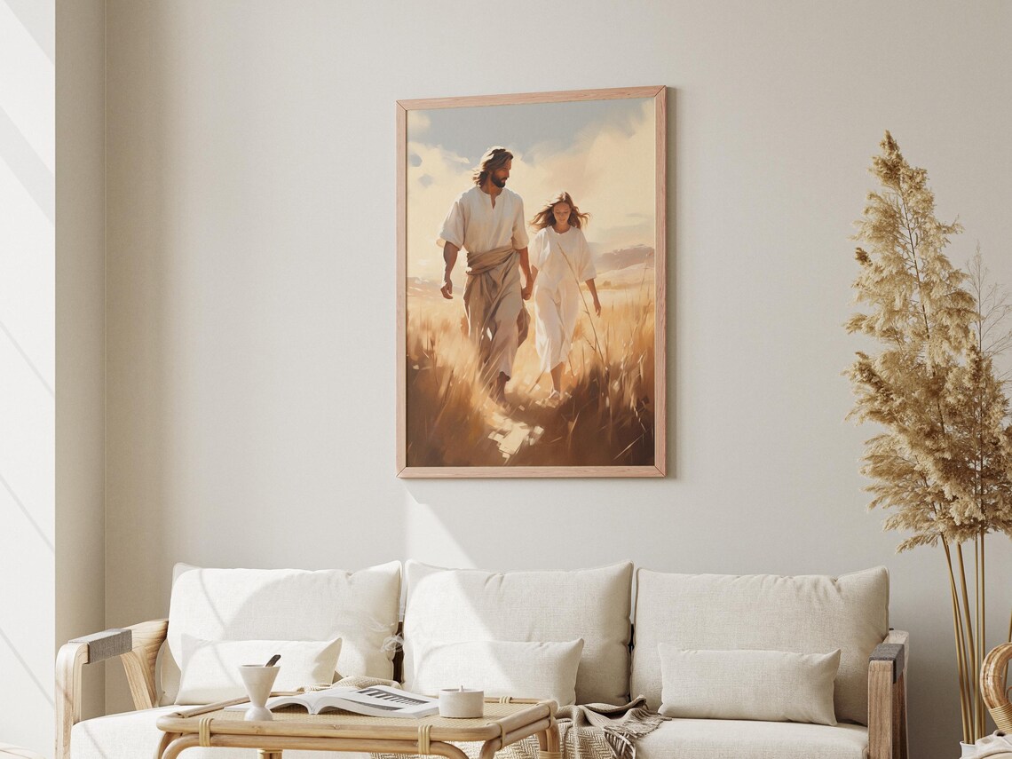 Guided By Grace Jesus Walking With Woman Art - Image 3