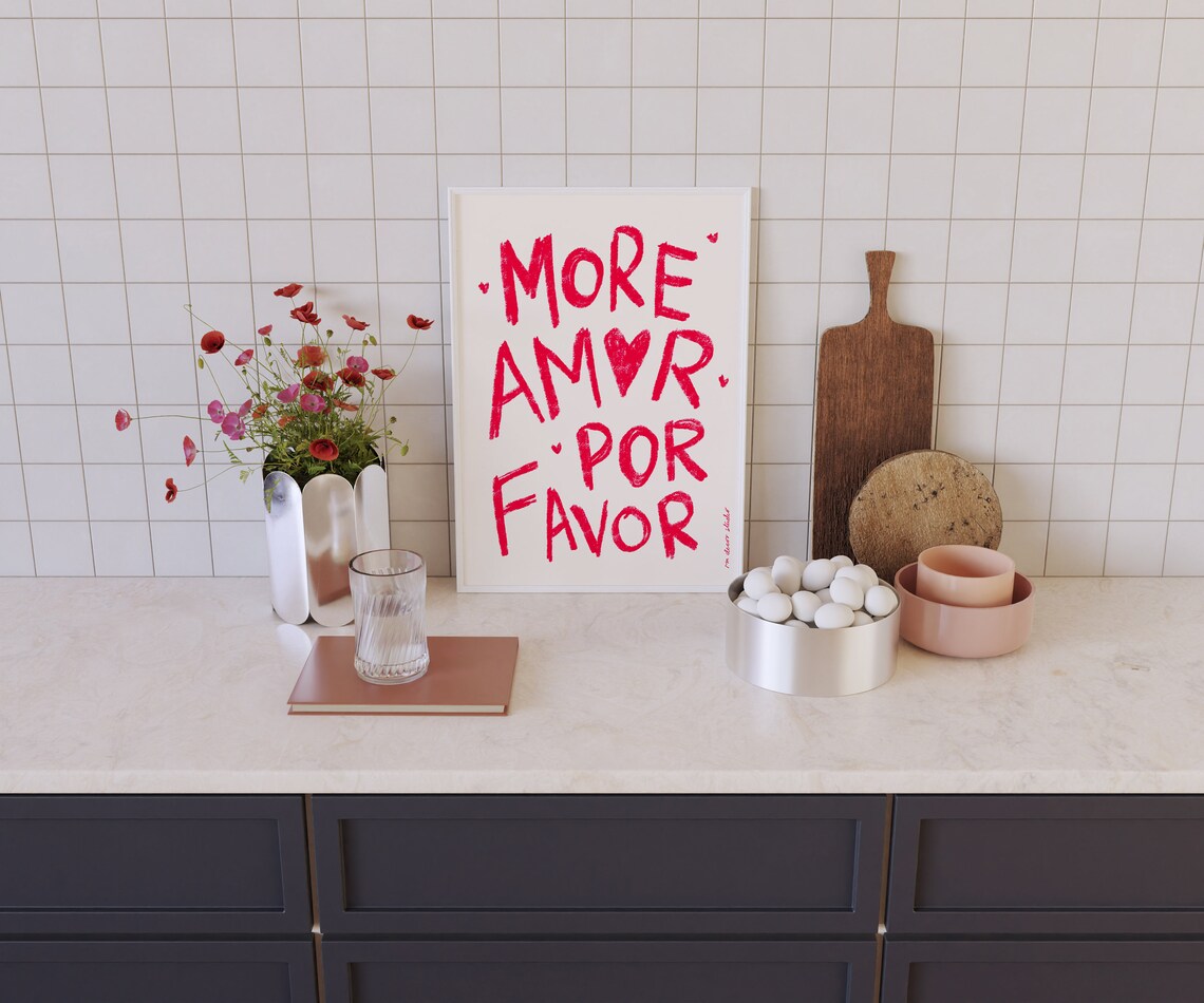 More Amor Por Favor, Retro Valentine Art Print