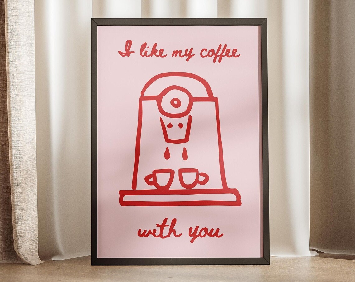 I Like My Coffee With You Espresso Doodle Couples Love Poster