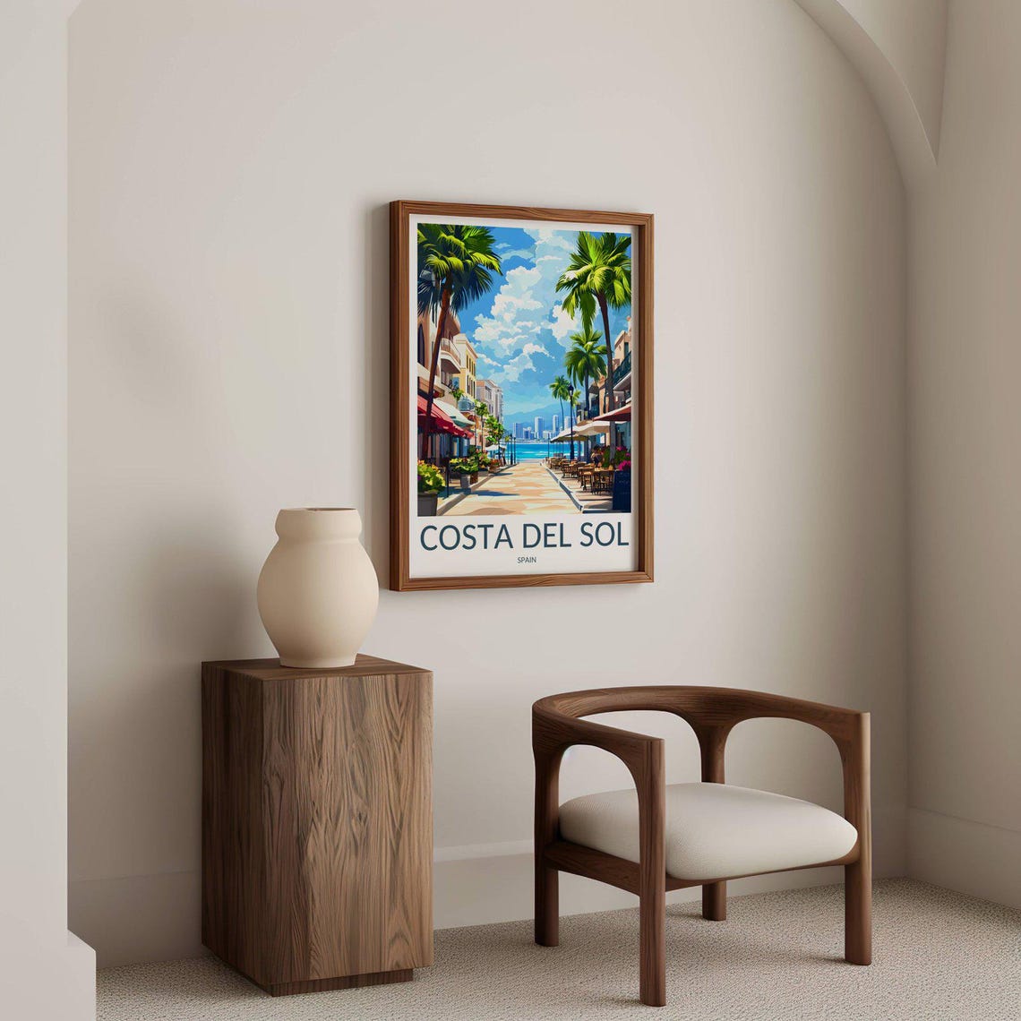 Costa Del Sol Spain Palm Seaside Cafe Promenade Travel Poster - Image 2