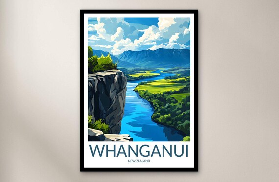 Whanganui New Zealand River Gorge Cliff Scenic Travel Poster