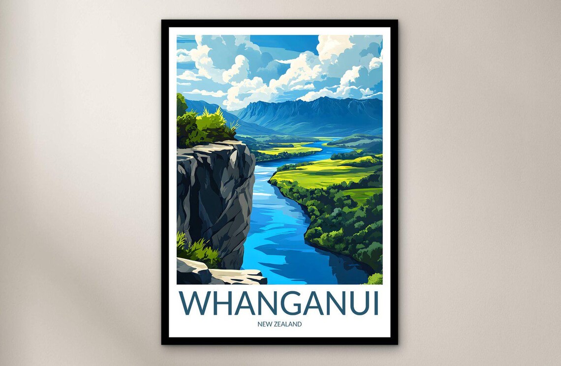 Whanganui New Zealand River Gorge Cliff Scenic Travel Poster