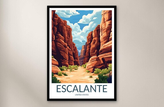 Escalante Red Rock Canyon Desert Travel Poster United States