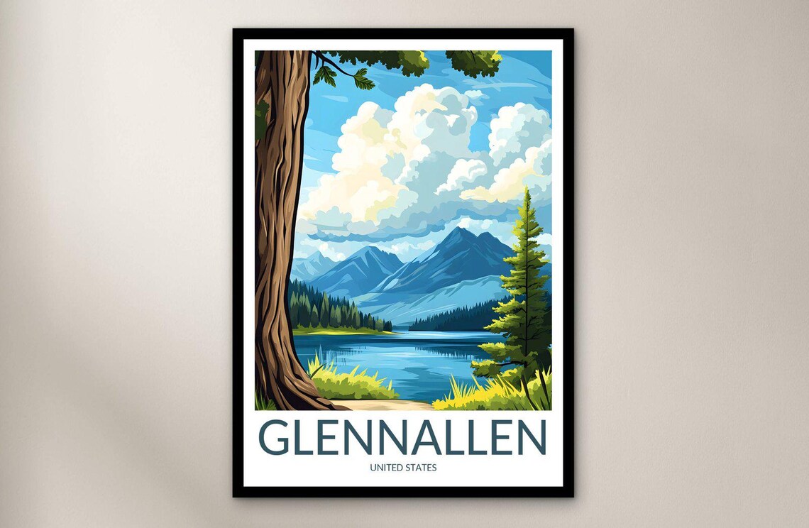 Glennallen United States Mountain Lake Pine Forest Scenic Travel Poster