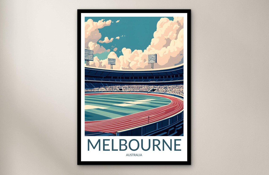 Melbourne Australia Stadium Oval Floodlights Sport Arena Grand Art Poster