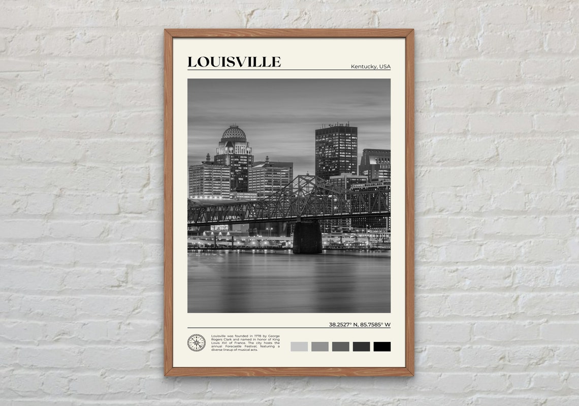 Black And White Louisville Print Louisville Wall Art Louisville Poster Louisville Photo Louisville Poster Print Louisville Decor