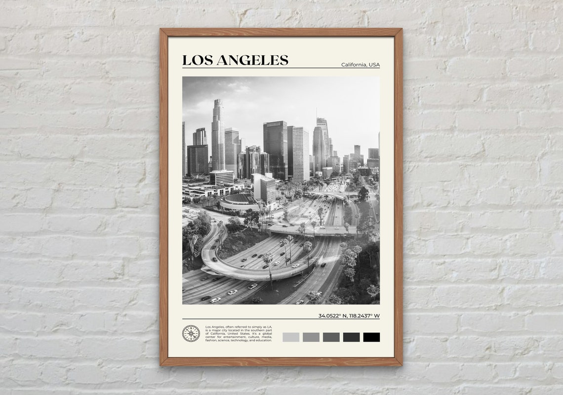 Black And White Los Angeles Print Los Angeles Wall Art Los Angeles Poster Los Angeles Photo Los Angeles Poster Print California