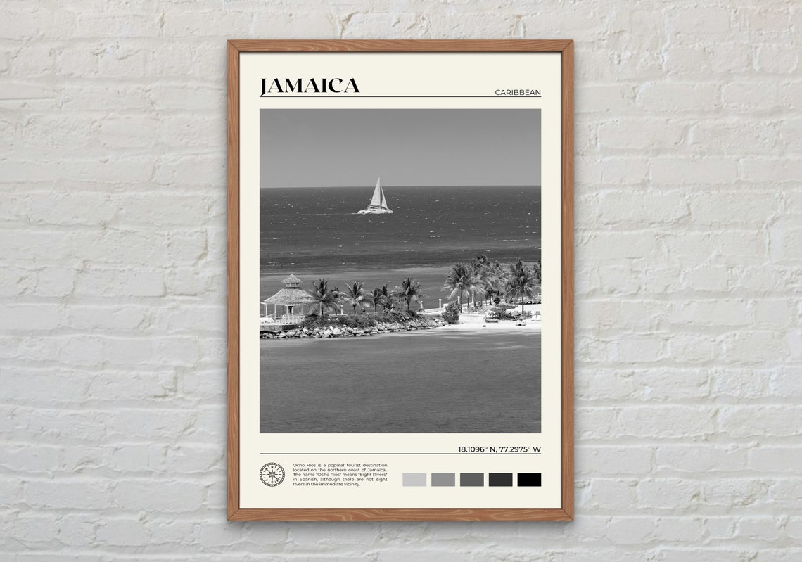 Black And White Jamaica Print Jamaica Wall Art Jamaica Poster Jamaica Photo Jamaica Poster Print Jamaica Decor Kingston Caribbean