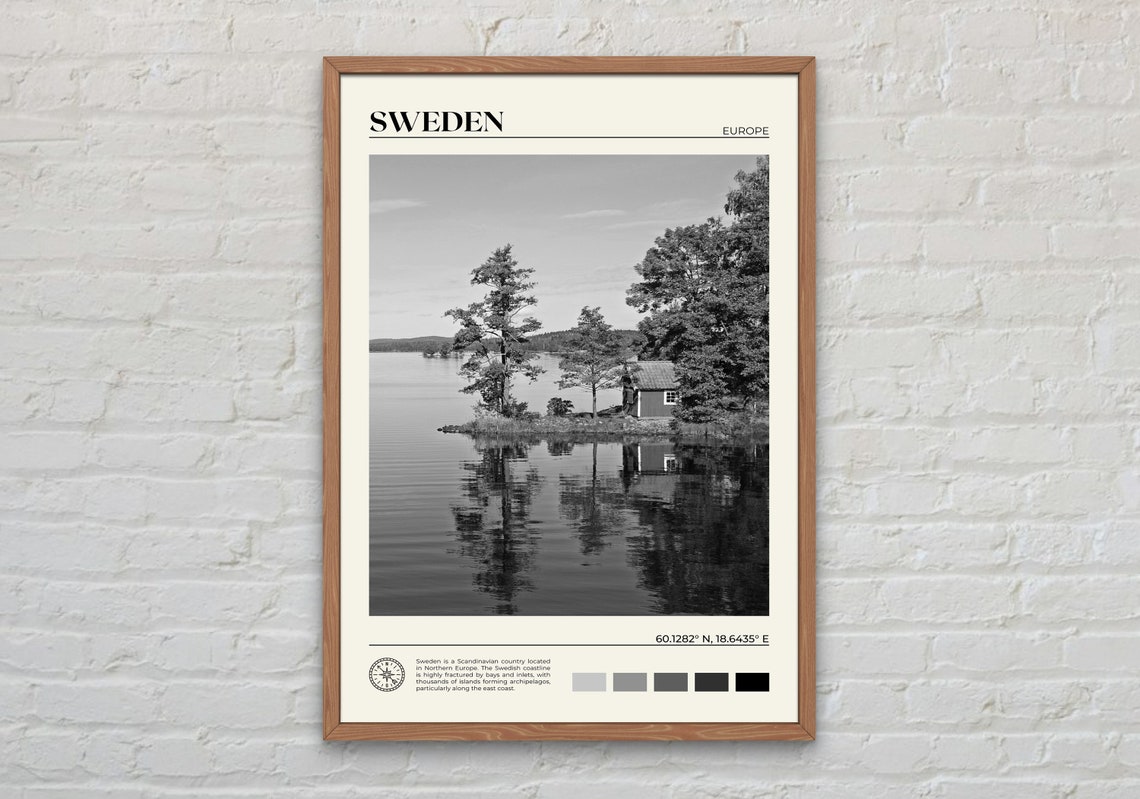 Black And White Sweden Print Sweden Wall Art Sweden Poster Sweden Photo Sweden Poster Print Sweden Wall Decor Stockholm Europe