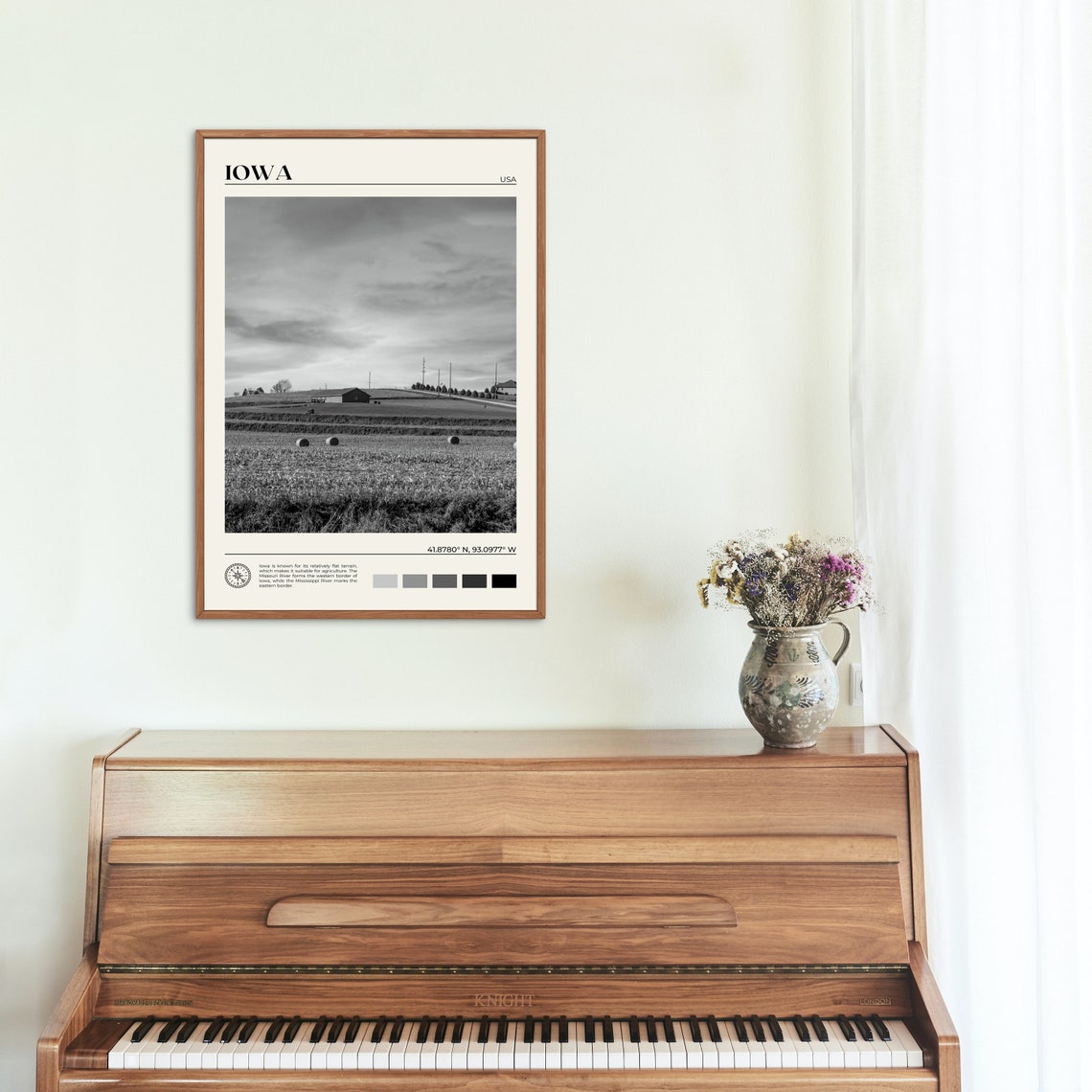 Black And White Iowa Print Iowa Wall Art Iowa Poster Iowa Photo Iowa Poster Print Iowa Wall Decor Usa Poster Print - Image 2